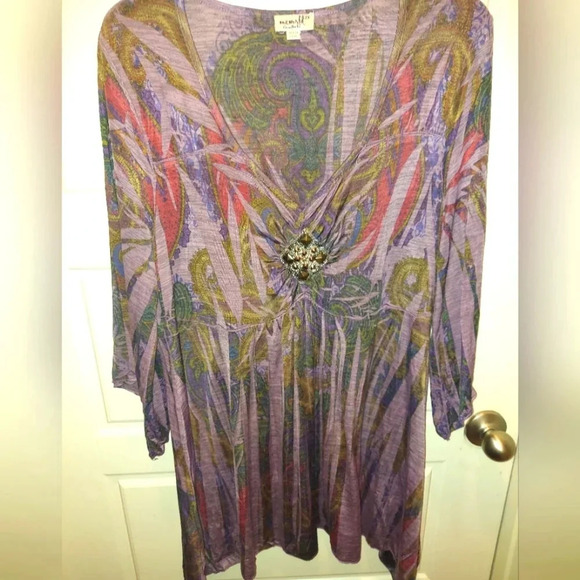 Emerald Embellished Printed Tunic - Picture 1 of 5